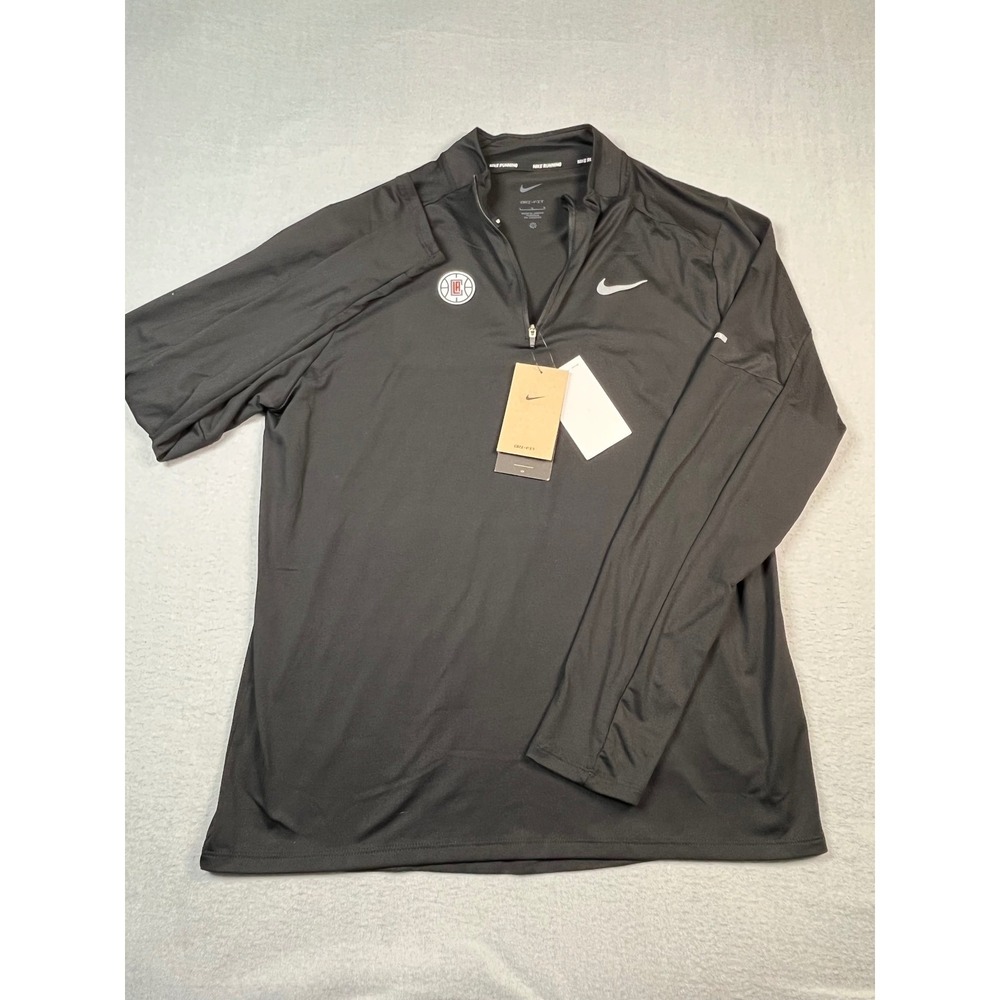 Nike Dri-Fit  LA Clippers Running Pullover Quarter‎ Zip Black Large Poly New - Picture 3 of 11